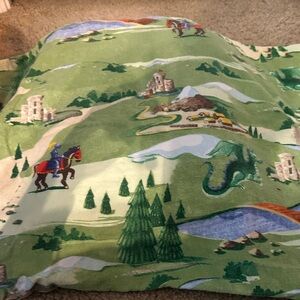 Pottery Barn Kids castle/knight/dragon kids flannel sheets euc